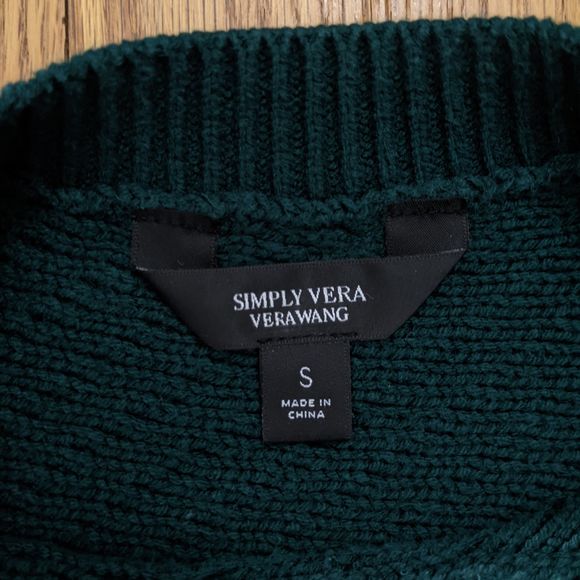 Vera Wang Forest Green Sweater, Mockneck, Batwing Sleeve, Size S - Picture 2 of 12